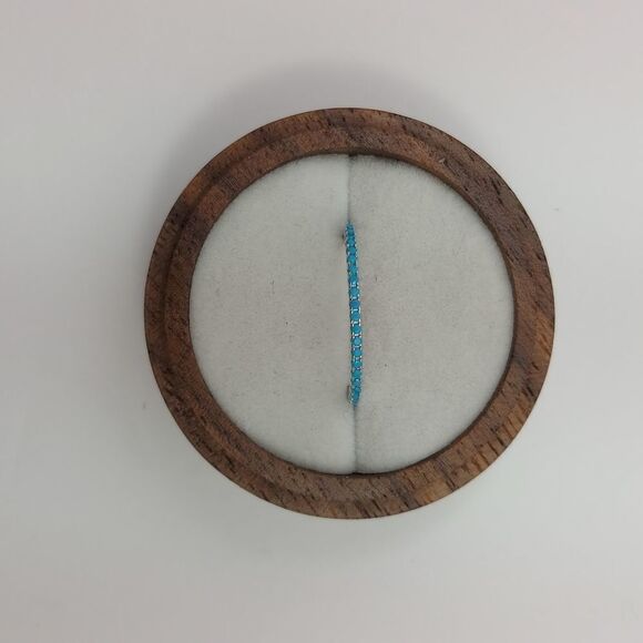 Turqouise 925 Sterling Silver Band Stacking Ring Blue - Picture 10 of 11